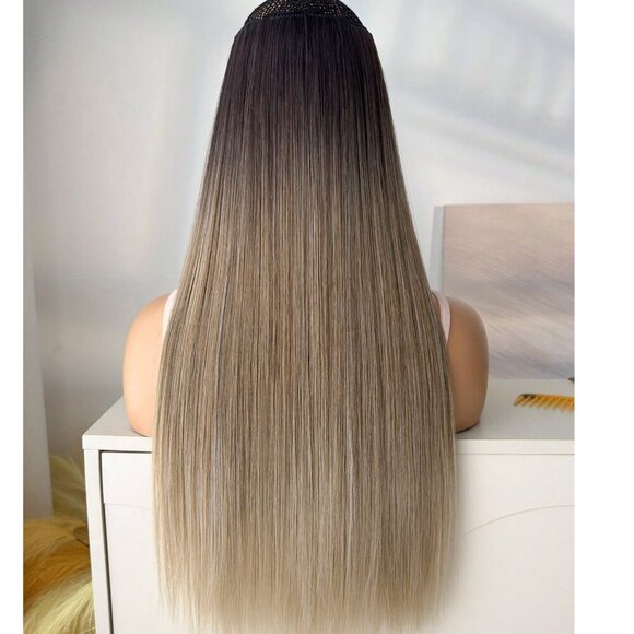 Human hair blend 24 In Balayage Blonde Hair Extensions Clip in Set - Picture 8 of 9